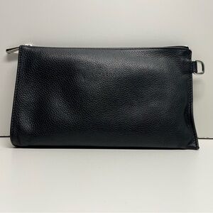 Longchamp Black Le Foulonne Leather Clutch